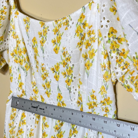 Cotton Flowy Dress Jessica Simpson White & Yellow Floral - Picture 8 of 8